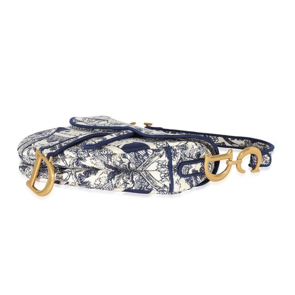 Christian Dior Blue Toile de Jouy Embroidery Saddle Bag - Picture 7 of 7